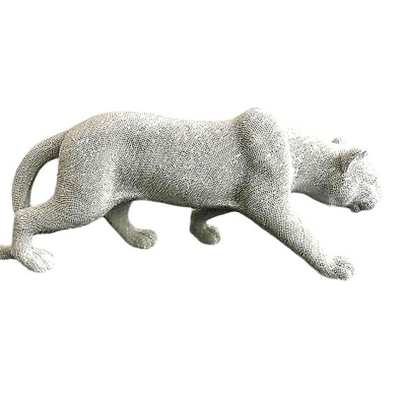 Dart Home Sparkling Silver Polystone Glam Leopord - Picture 2 of 8